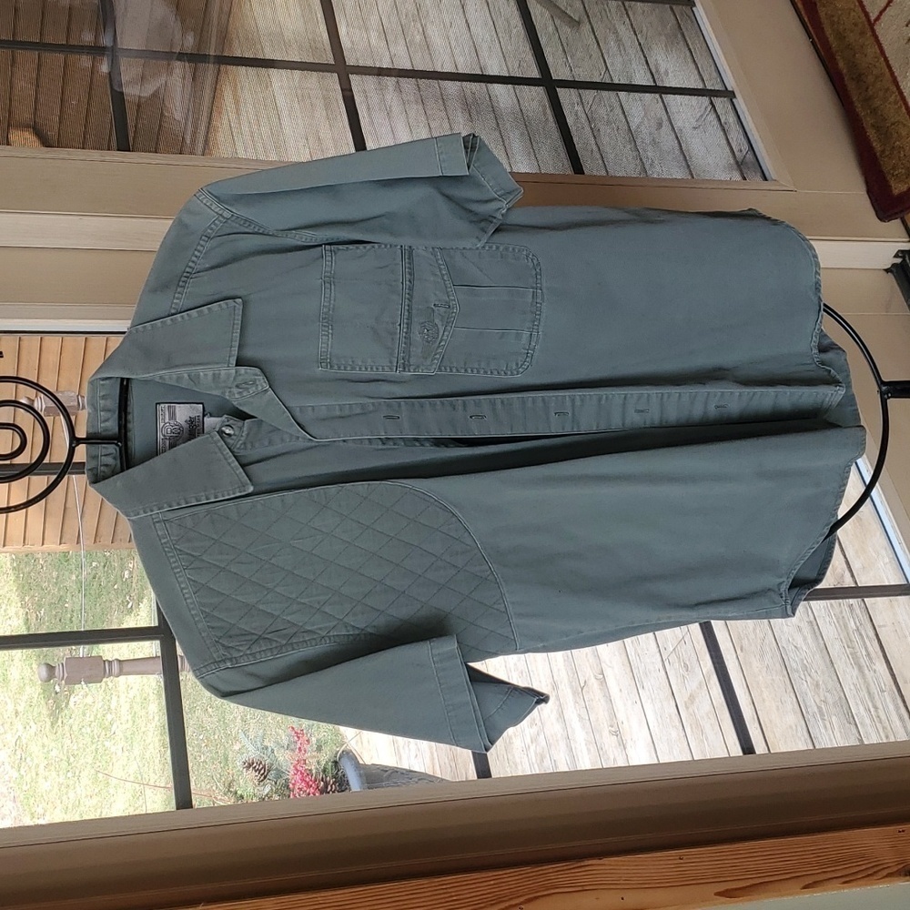 Wrangler Rugged Wear Mens Olive Green Short Sleeve Quilted Shooting Shirt L